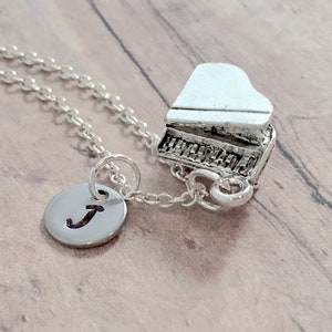 Piano initial necklace - piano jewelry, music jewelry, instrument jewelry, piano recital jewelry, piano necklace, piano gift, music necklace