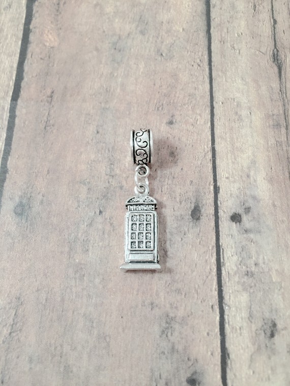 Telephone Box Pendant 1 Sided Silver Telephone Box Charm - Etsy