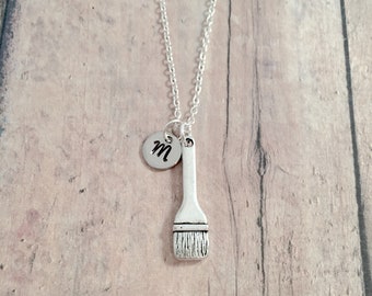 Paintbrush Initial Necklace: Artist Jewelry, Painter Necklace