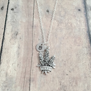 Texas Bluebonnet Initial Necklace: Wildflower Jewelry, Hill Country Pendant
