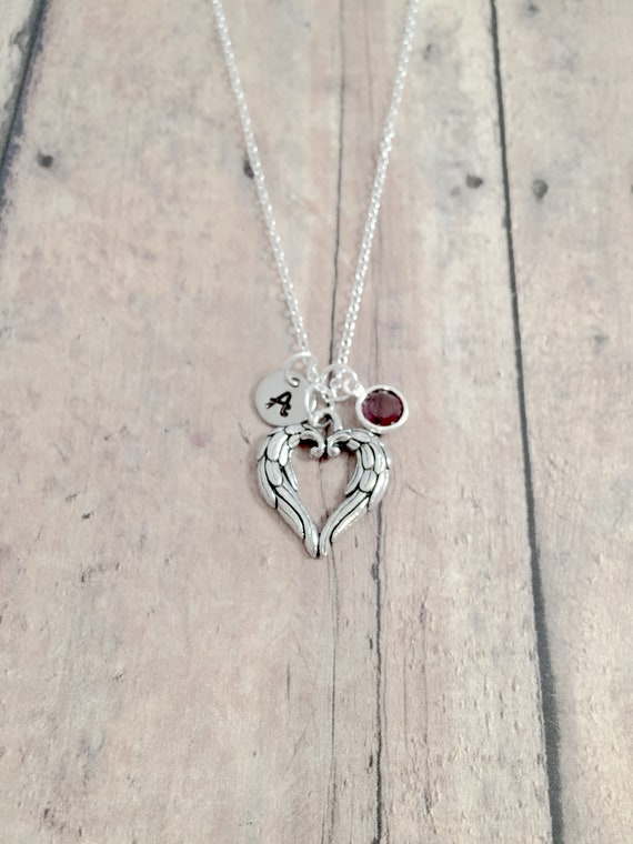Angel wing heart necklace angel wing heart jewelry memorial jewelry angel jewelry angel wing necklace heart angel necklace angel gift Etsy
