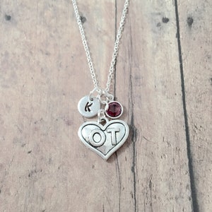 Occupational Therapist initial necklace - Occupational Therapist jewelry, OT jewelry, OT necklace, Occupational Therapist gift, OT gift