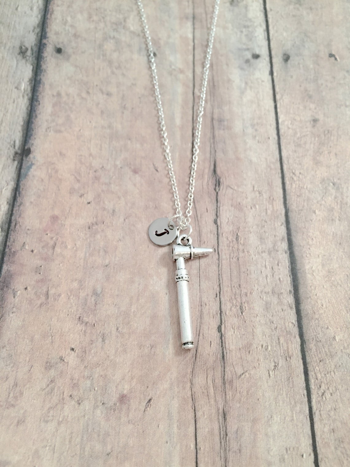 Otoscope Initial Necklace Otoscope Jewelry Audiologist Etsy