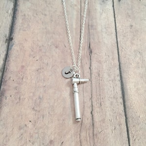 Otoscope initial necklace - otoscope jewelry, audiologist jewelry, physician jewelry, audiology jewelry, otoscope necklace, otoscope gift