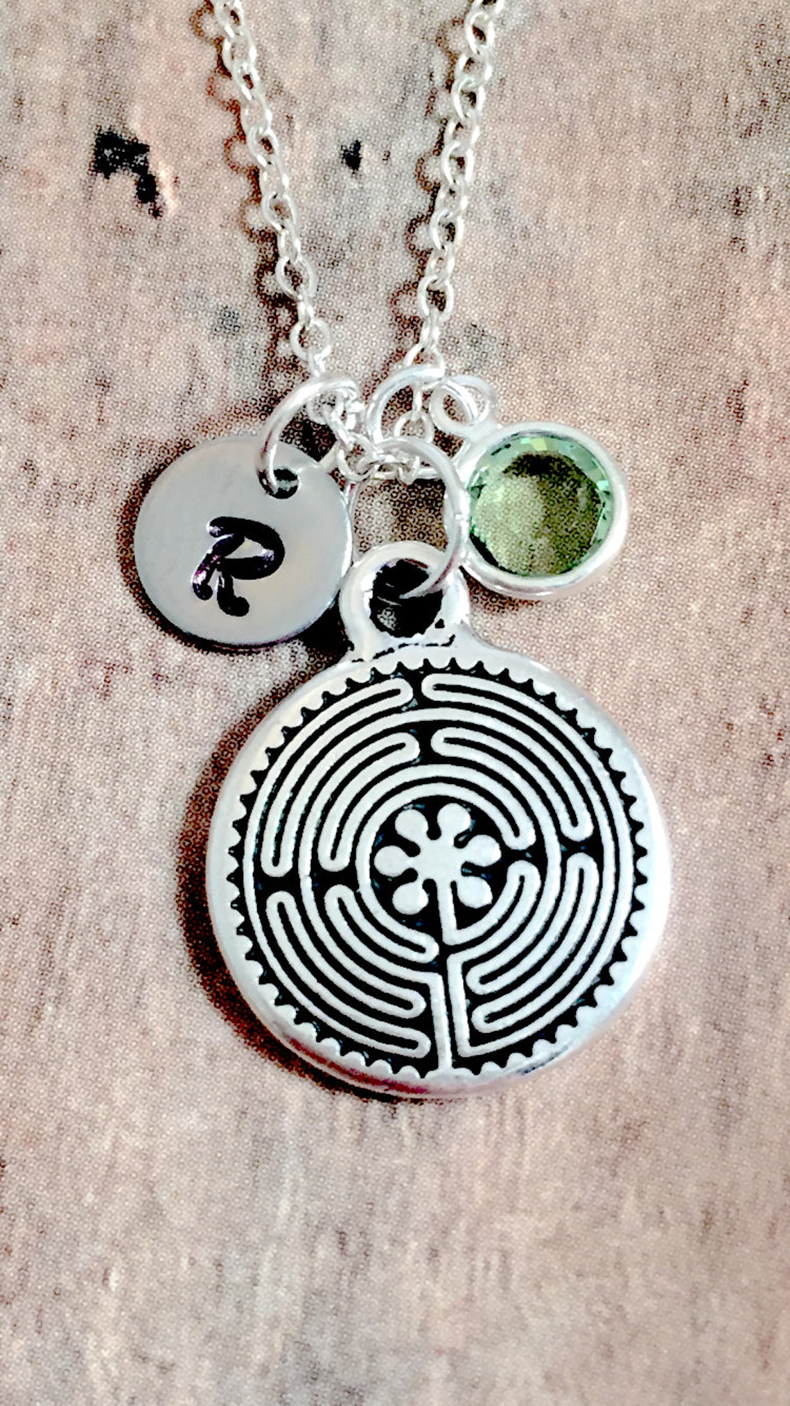 Labyrinth initial necklace labyrinth jewelry maze jewelry  Etsy