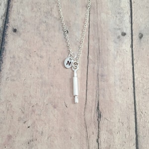 Small Rolling pin initial necklace- rolling pin jewelry, baking jewelry, chef jewelry, rolling pin necklace, chef necklace, rolling pin gift