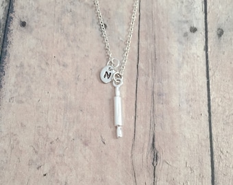 Small Rolling pin initial necklace- rolling pin jewelry, baking jewelry, chef jewelry, rolling pin necklace, chef necklace, rolling pin gift