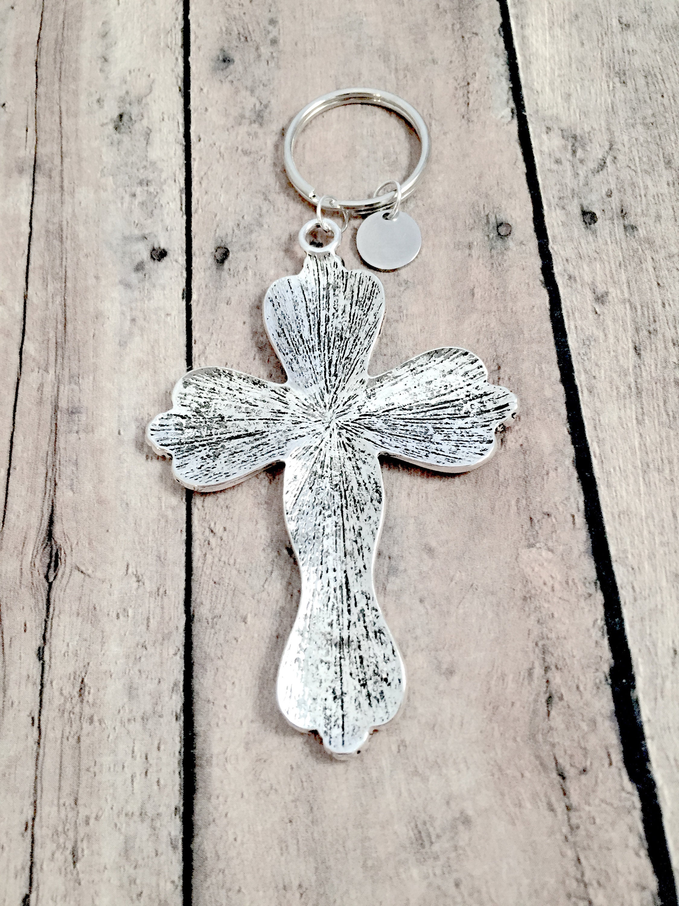 Sterling silver cross keychain sale