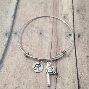 Chainsaw initial bangle - chainsaw jewelry, power tool jewelry, construction jewelry, lumberjack jewelry, chainsaw bangle, chainsaw gift