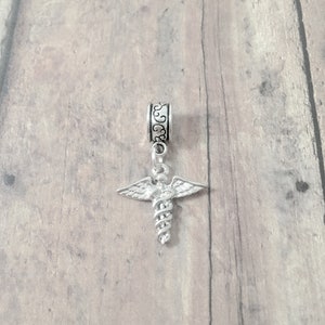 Caduceus pendant (1 piece) - caduceus jewelry, nurse jewelry, medical jewelry, caduceus gift, nurse pendant, medical pendant, nurse gift