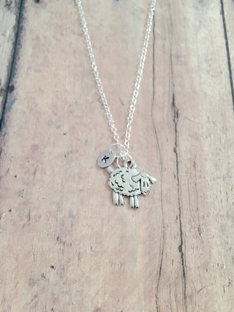 sheep gift lamb necklace Sheep initial necklace sheep necklace farm necklace sheep jewelry lamb jewelry farm animal jewelry