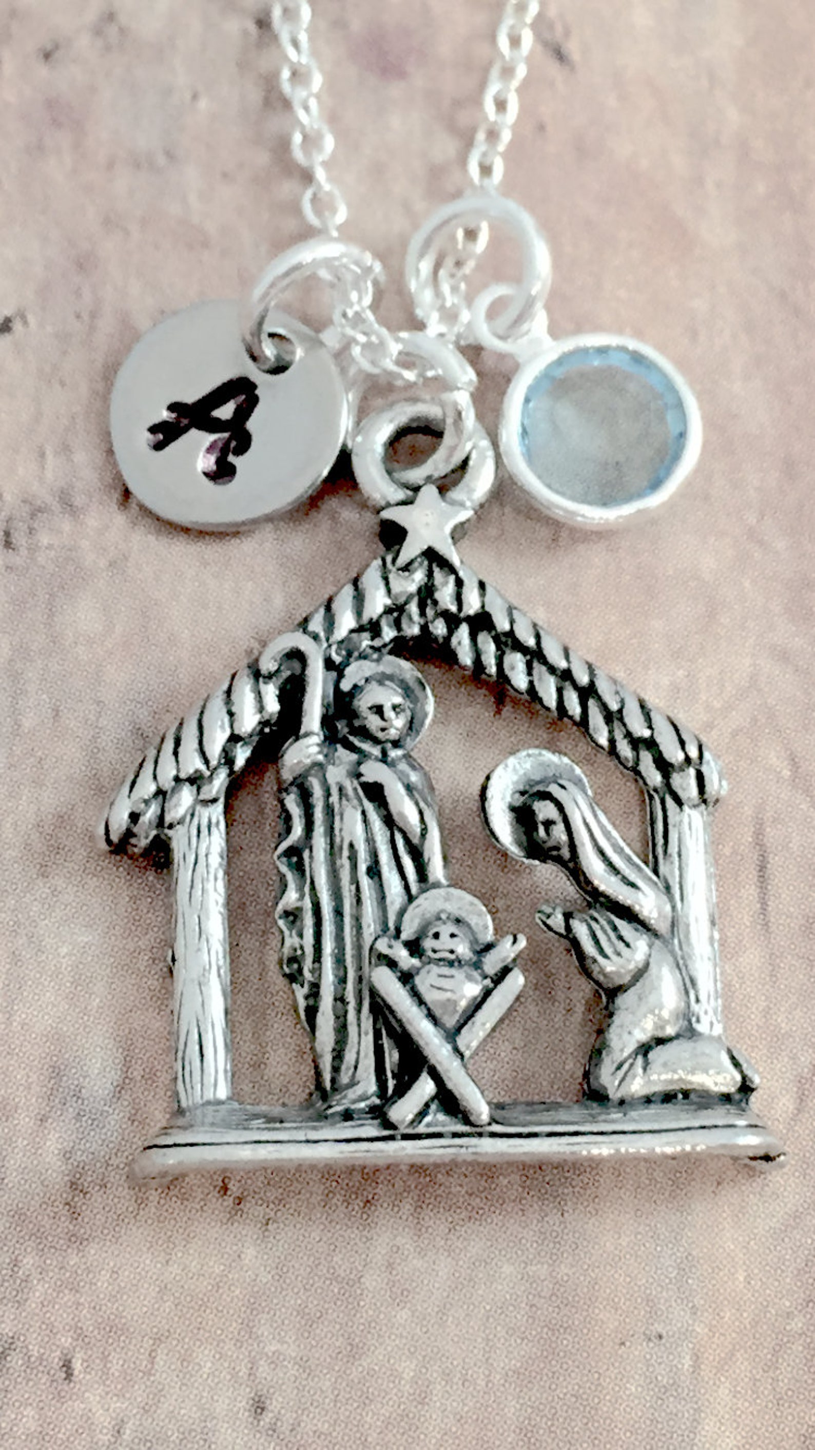 Nativity initial necklace Nativity jewelry Christmas Etsy.de