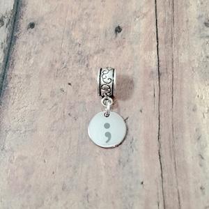 Semicolon pendant (1 piece) - semicolon jewelry, punctuation jewelry, strength jewelry, my story isn&#39;t over jewelry, semicolon gift