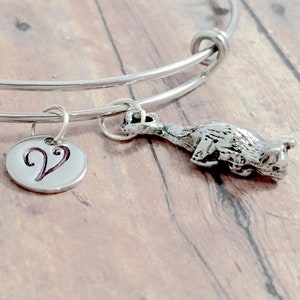 Opossum initial bangle - opossum jewelry, marsupial jewelry, opossum bangle, possum pendant, possum gift, possum jewelry, opossum gift