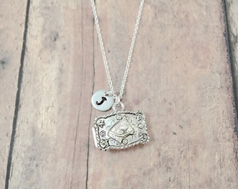 Belt Buckle Initial Necklace: Western Jewelry, Rodeo Pendant