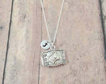 Belt buckle initial necklace - belt buckle jewelry, cowboy jewelry, rodeo jewelry, western necklace, belt buckle necklace, rodeo gift