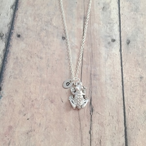 Frog Initial Necklace: Toad Jewelry, Amphibian Necklace