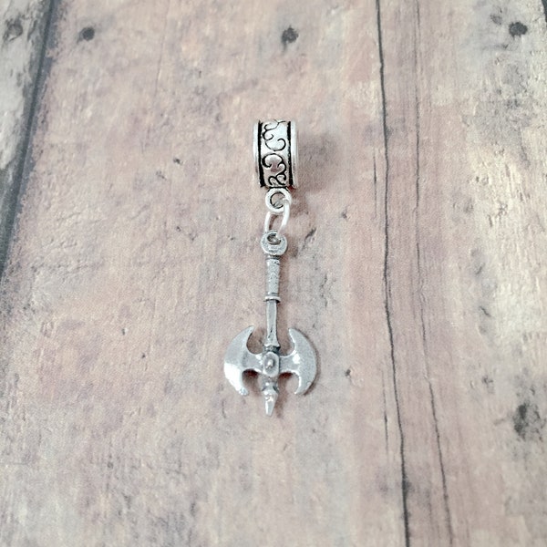 Battle axe pendant (1 piece) - silver battle axe charm, ax charm, medieval weapon charm, ax pendant, weapon pendant, battle axe gift