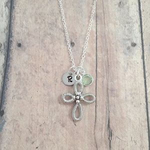 Cross initial necklace - cross jewelry, religious jewelry, Christian jewelry, cross necklace, Christian necklace, cross gift, religious gift