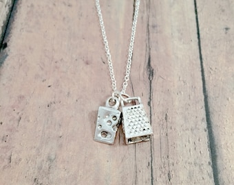 Cheese and grater necklace - cheese grater jewelry, cooking jewelry, Wisconsin jewelry, cheese necklace, cheese gift, cooking jewelry