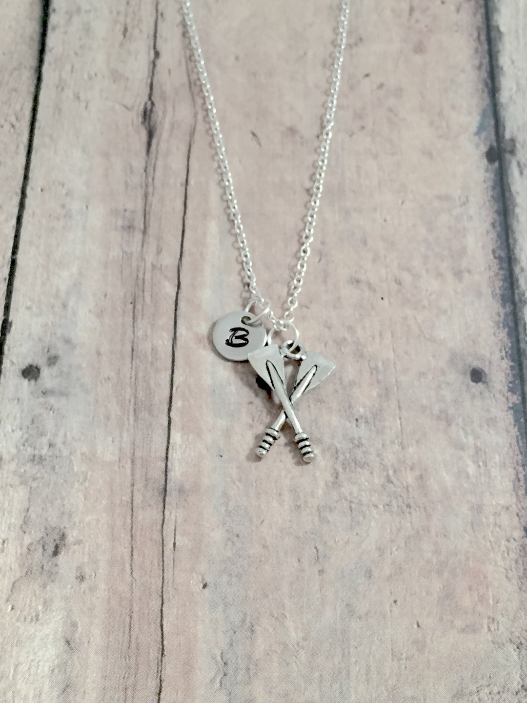 Oars Initial Necklace Oars Jewelry, Rowing Jewelry, Crew Jewelry, Oars