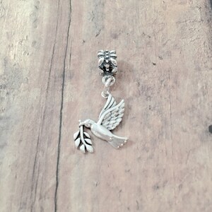 Dove pendant (sterling silver) - silver dove charm, peace charm, religious pendant, dove jewelry, peace jewelry