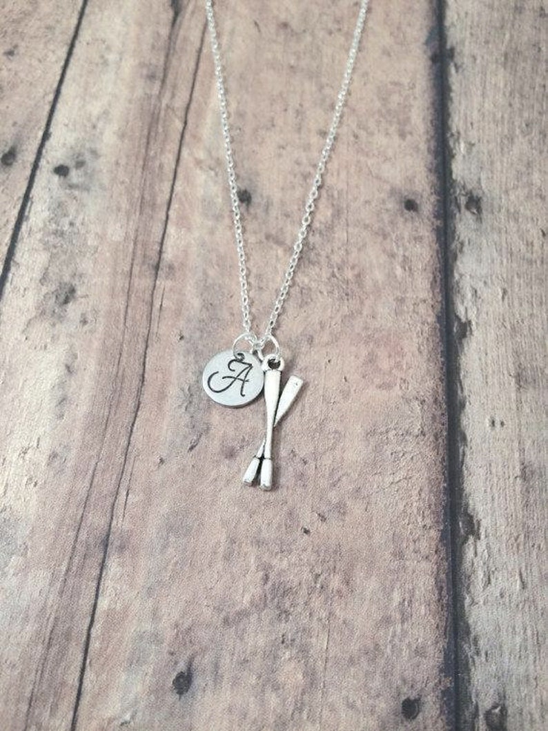 oar necklace oars jewelry rowing jewelry silver oars pendant rowing necklace Oars initial necklace crew jewelry rowing crew necklace