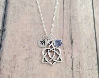 Celtic knot initial necklace- Celtic knot jewelry, Irish jewelry, Gaelic jewelry, celtic sister knot necklace, sister knot gift, celtic gift