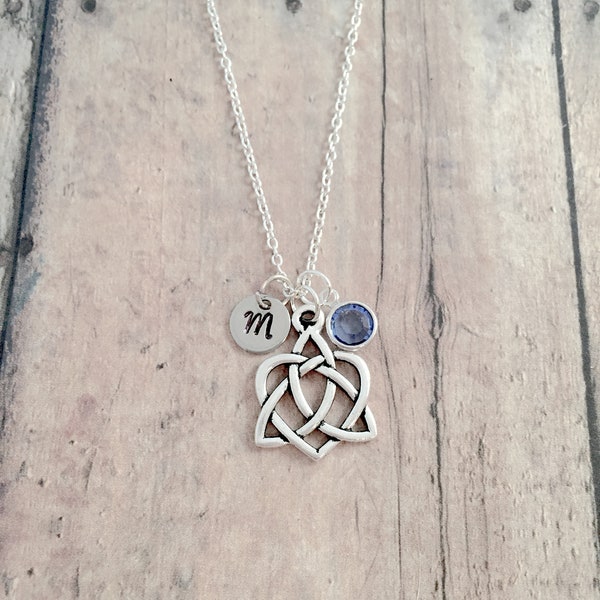 Celtic knot initial necklace- Celtic knot jewelry, Irish jewelry, Gaelic jewelry, celtic sister knot necklace, sister knot gift, celtic gift