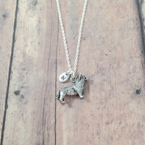 Corgi initial necklace - Corgi jewelry, dog breed jewelry, Corgi dog necklace, Corgi gift, dog breed necklace, Corgi pendant, dog breed gift