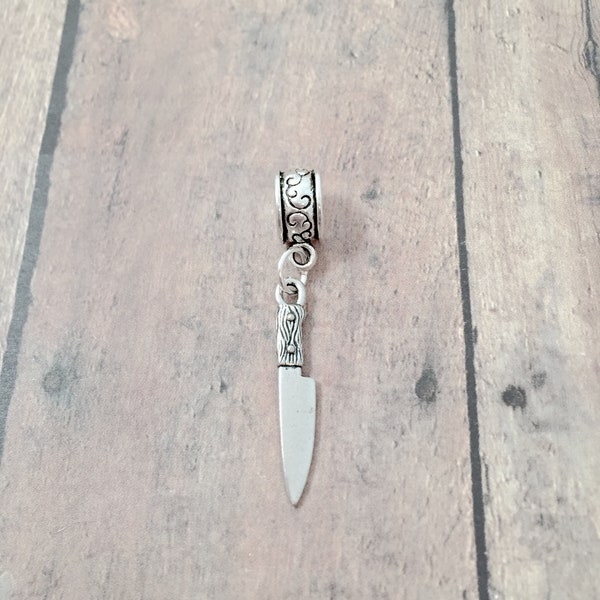 Chef's knife pendant (1 piece) - silver chef's knife charm, chef charm, cooking charm, chef's knife gift, chef pendant, cooking pendant