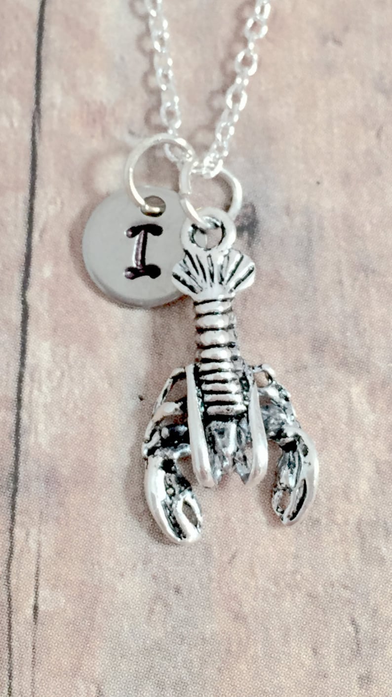 Lobster Initial Necklace Lobster Jewelry Maine Jewelry Etsy