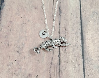 Leopard initial necklace - leopard jewelry, animal jewelry, zoo jewelry, school mascot necklace, leopard necklace, leopard gift