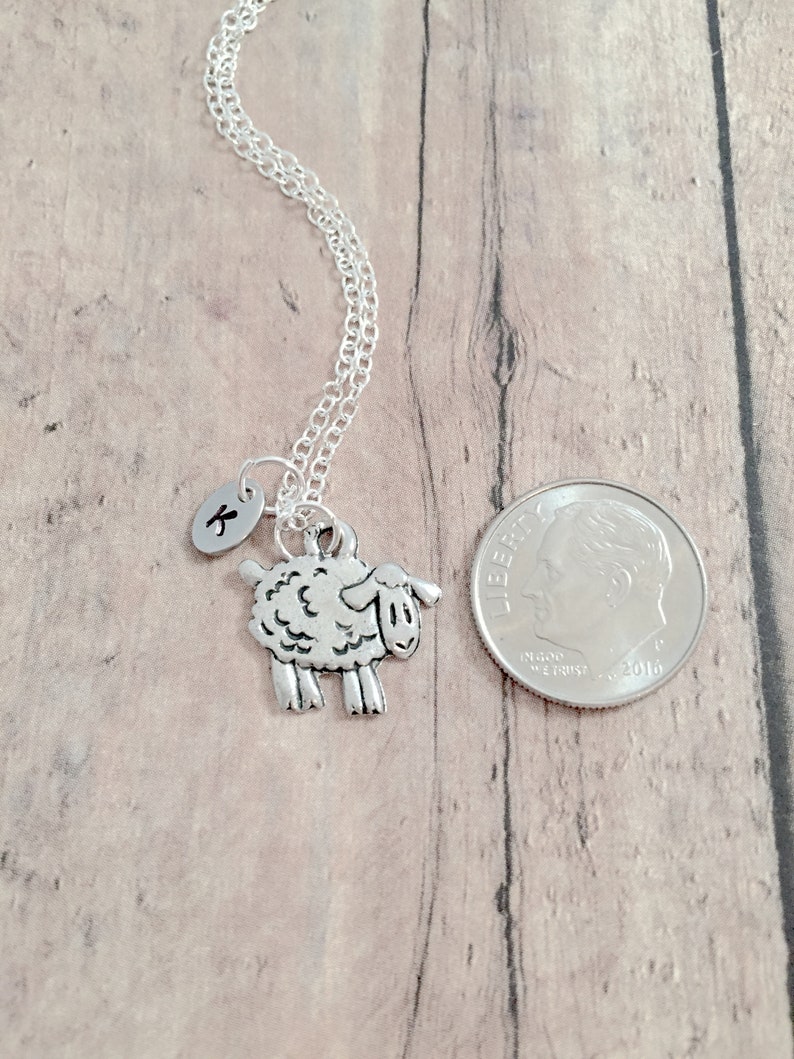 sheep gift lamb necklace Sheep initial necklace sheep necklace farm necklace sheep jewelry lamb jewelry farm animal jewelry