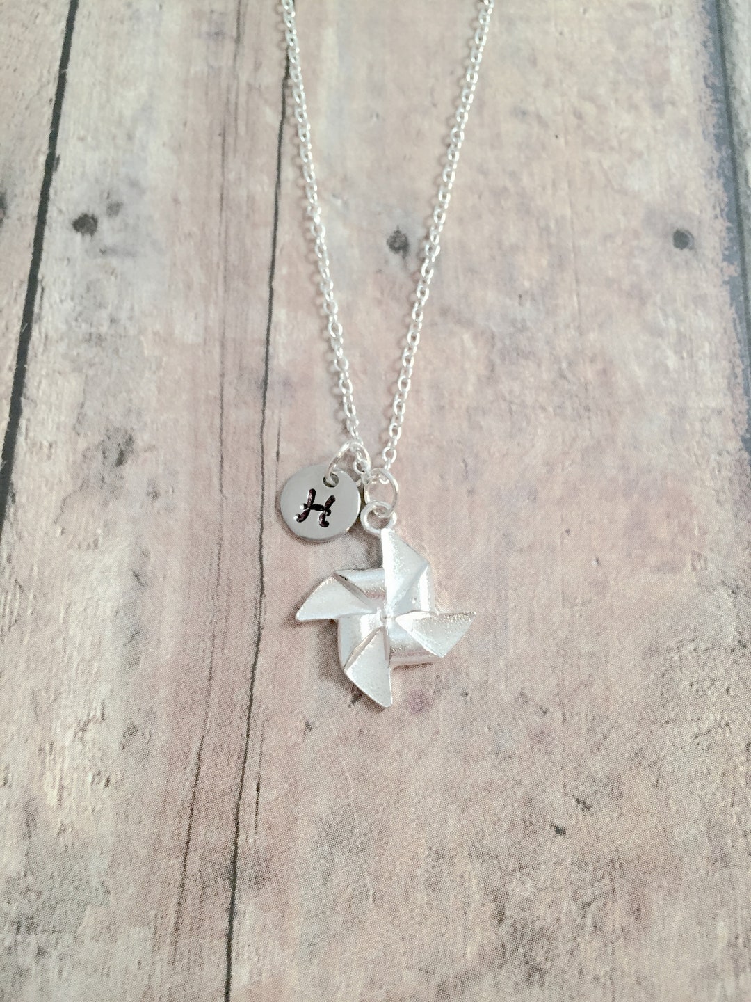 Pinwheel Initial Necklace Pinwheel Jewelry, Toy Jewelry, Carnival