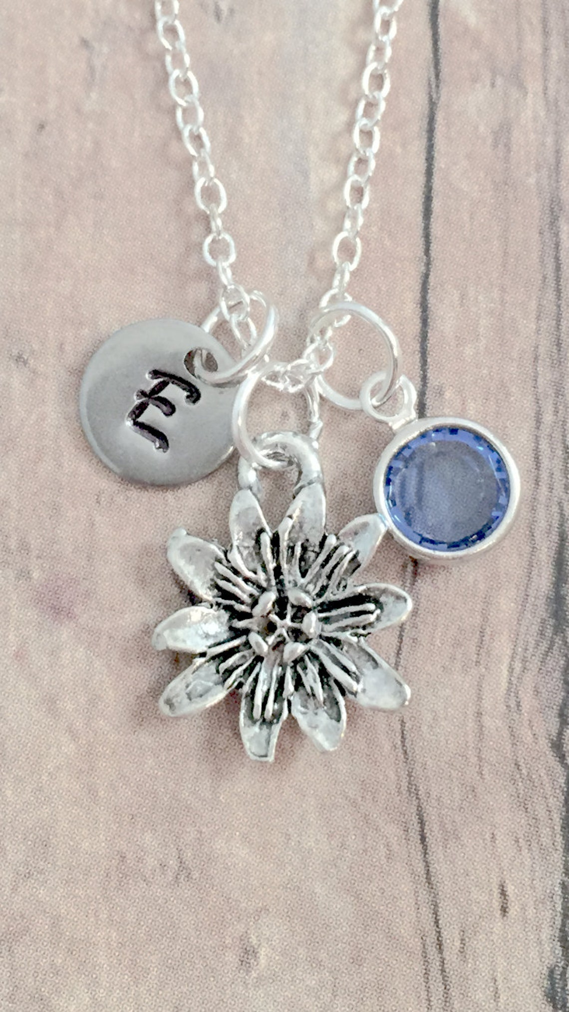 Water Lily Initial Necklace Water Lily Jewelry Nature Etsy