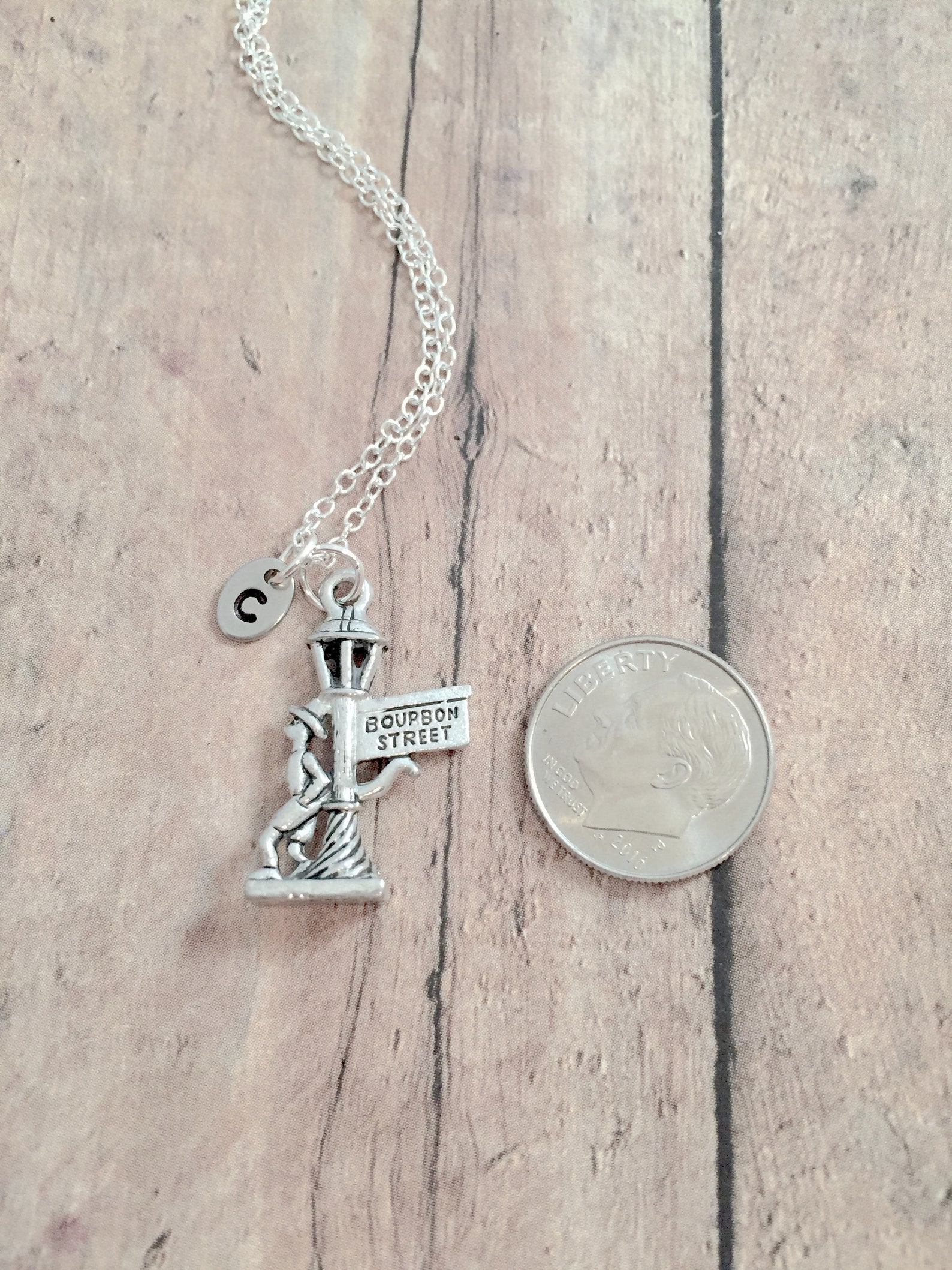 New Orleans Initial Necklace New Orleans Jewelry Bourbon Etsy UK