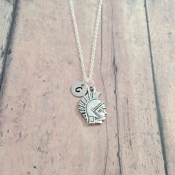 Trojan initial necklace - trojan jewelry, spartan jewelry, gladiator jewelry, spartan necklace, trojan necklace, gladiator gift, trojan gift