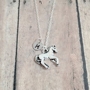 Horse initial necklace - horse jewelry, western jewelry, equestrian jewelry, western necklace, horse necklace, horse pendant, horse gift