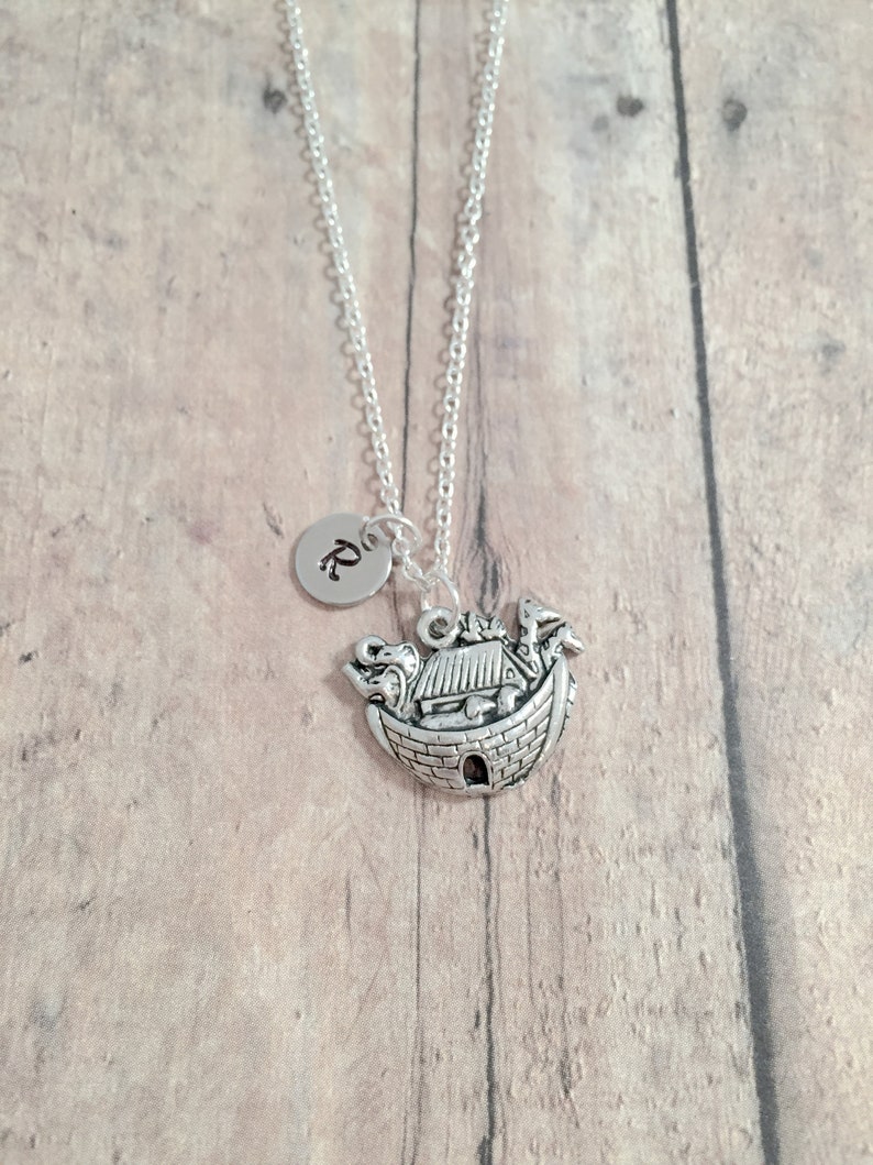 bible gift Noah/'s Ark gift Noah/'s Ark initial necklace Noah/'s Ark necklace religious jewelry Noah/'s Ark jewelry bible story jewelry