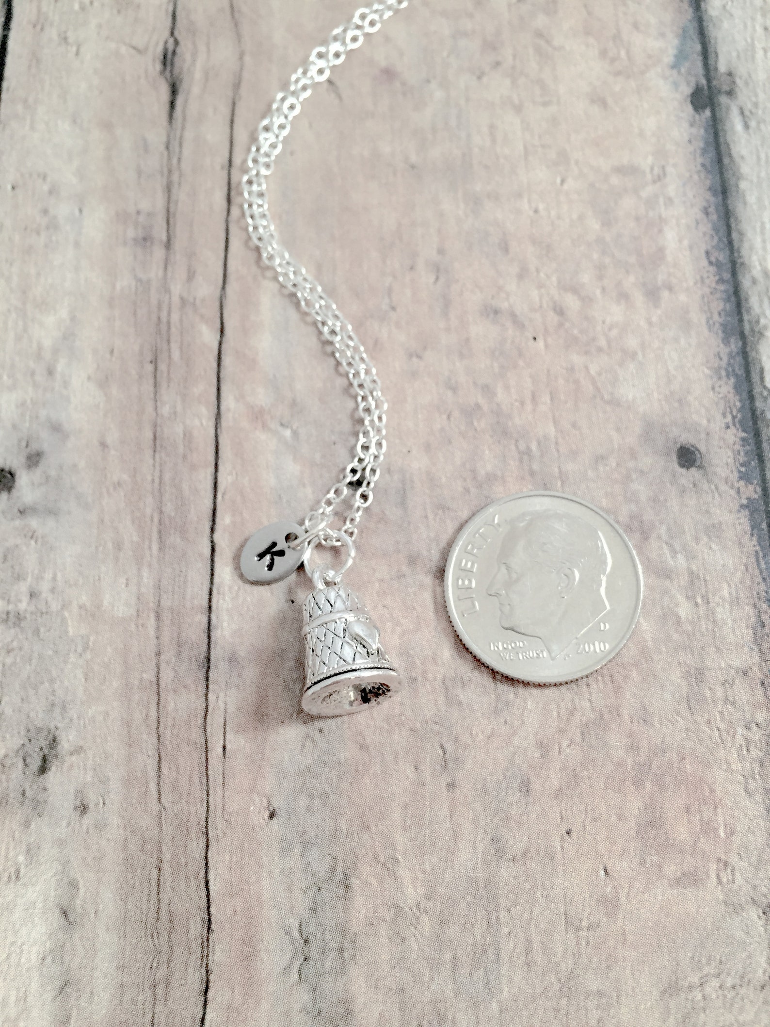 Thimble Initial Necklace Thimble Jewelry Seamstress Etsy