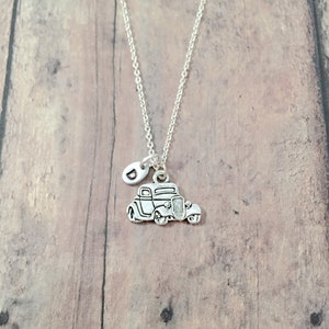 Hot rod initial necklace - hot rod jewelry, classic car jewelry, antique car jewelry, hot rod necklace