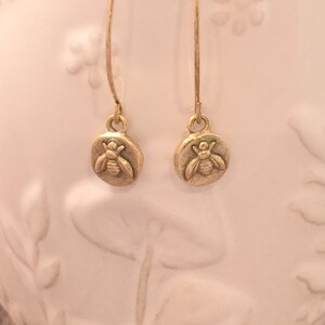 Gold bee earrings - bee jewelry, gold bumblebee earrings, bee gift, insect jewelry