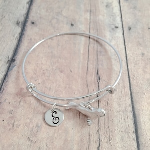 Beluga whale initial bangle - beluga jewelry, whale jewelry, Alaska jewelry, beluga whale bangle, beluga bracelet, beluga whale gift