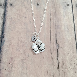 Pansy initial necklace - pansy jewelry, nature jewelry, flower jewelry, pansy necklace, flower necklace, silver pansy pendant, pansy gift
