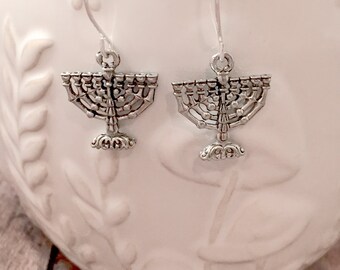 Menorah Earrings: Hanukkah Jewelry, Judaic Jewelry