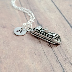 Ferry initial necklace - ferry jewelry, boat jewelry, water taxi jewelry, ferry boat necklace, ferry necklace, boat necklace, ferry gift
