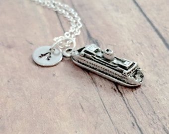 Ferry initial necklace - ferry jewelry, boat jewelry, water taxi jewelry, ferry boat necklace, ferry necklace, boat necklace, ferry gift