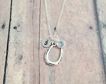 Horseshoe initial necklace - horseshoe jewelry, rodeo jewelry, western jewelry, horseshoe necklace, western necklace, horseshoe gift