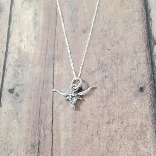Longhorn steer necklace (sterling silver) Longhorn jewelry, Texas jewelry, Longhorn necklace, longhorn gift, longhorn pendant